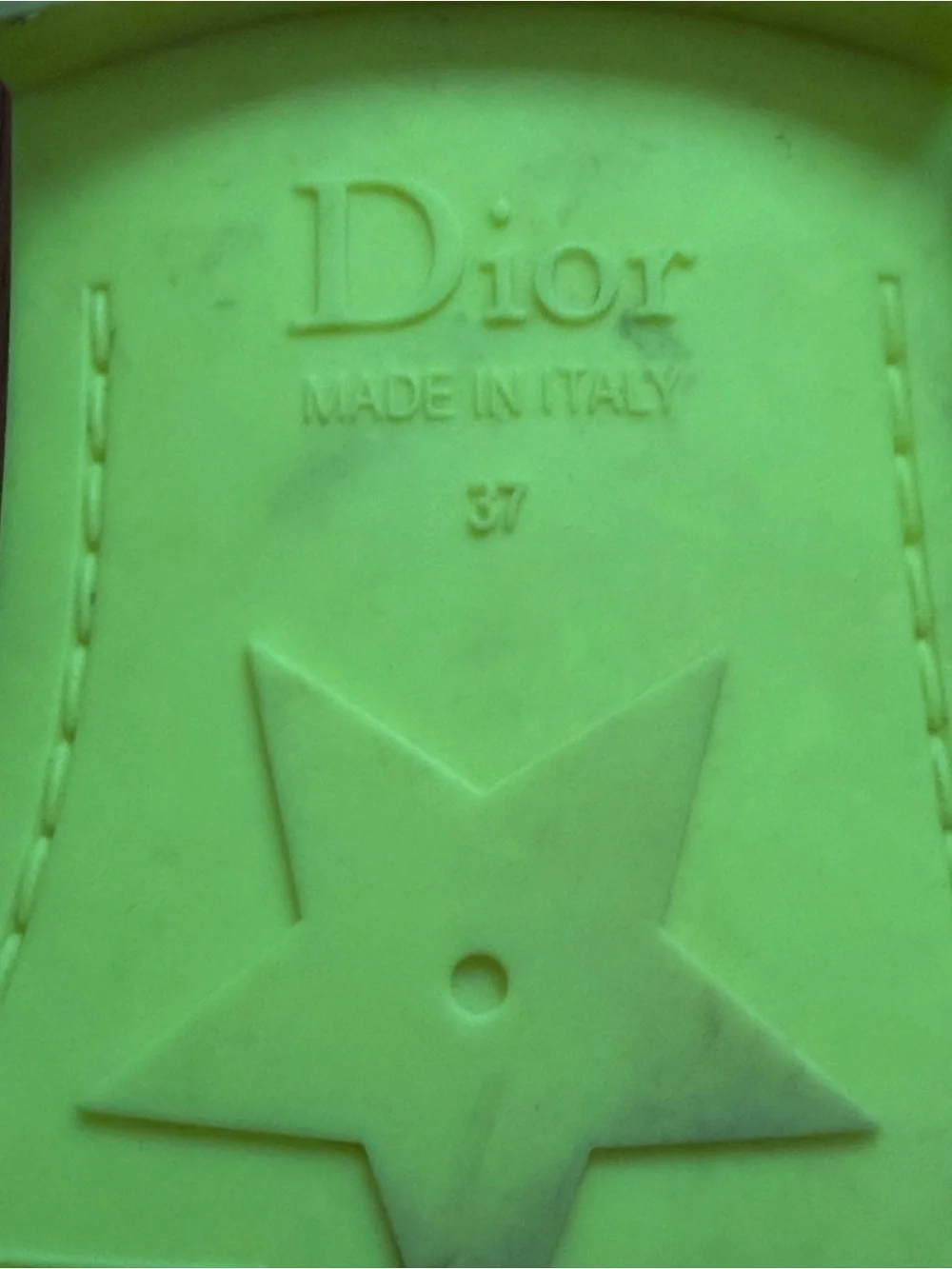Dior Women’s Neon Lime Logo Slide Sandals